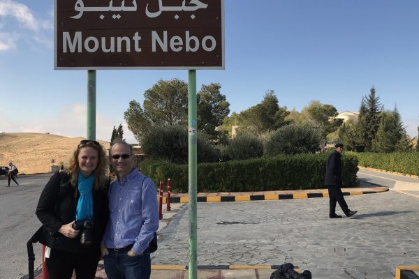 Heather Elliott-Famularo and Jeremy Pressman on Mount Nebo, in Jordan.